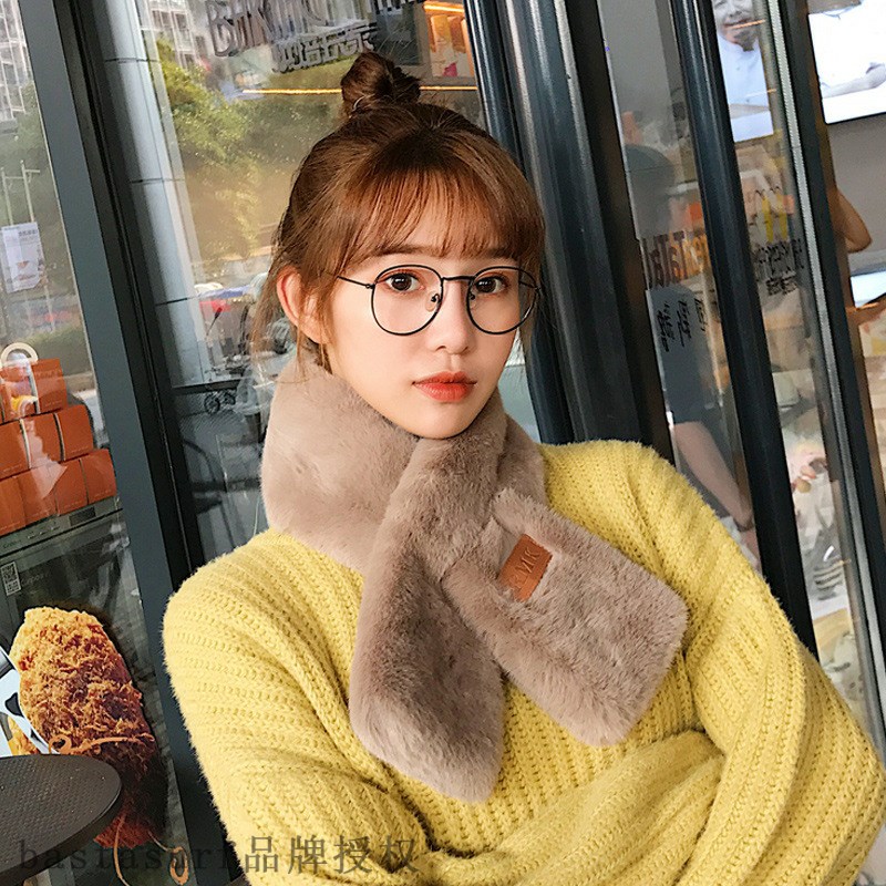 推荐Korean version of rabbit hair scarf in autumn and winter - 图1