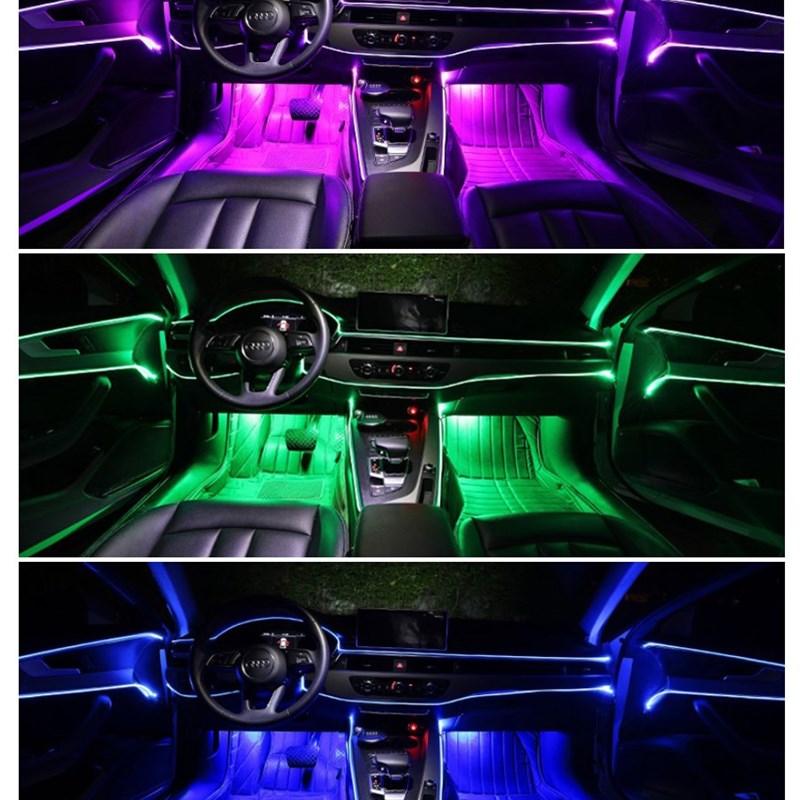 6 in 1 RGB LED Atmosphere Car Light Interior Ambient Light F - 图0