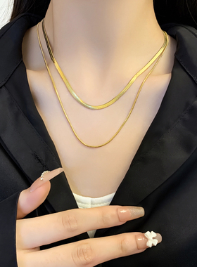 高级感简约金色蛇骨项链女ins小众冷淡风锁骨链轻奢时尚配饰