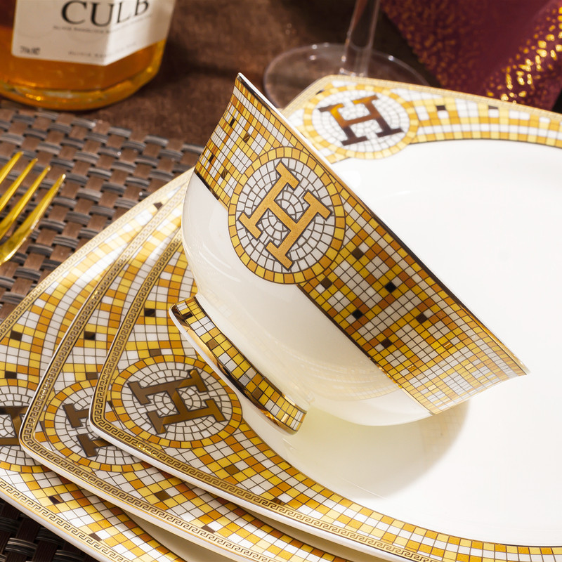 景德镇骨瓷餐具套装高档奢华送礼碗盘组合欧式陶瓷器碗碟套装家用 - 图1