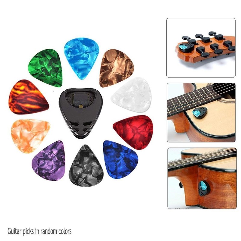 新品10 Pcs Guitar Picks Guitar Pick Holder Set for Acoustic-图2