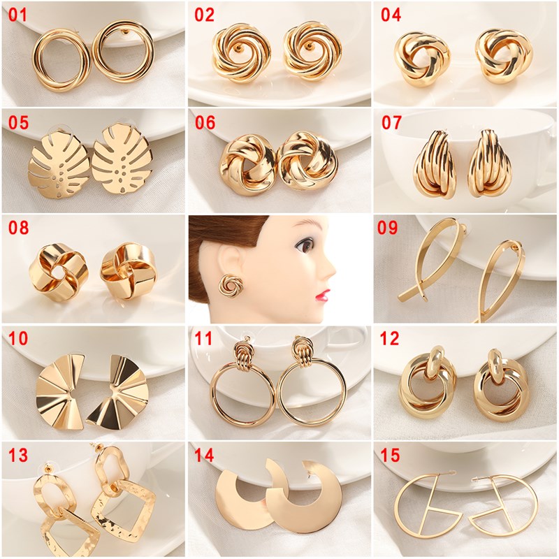 极速2021 Fashion Classic Gold Color Twisted Love Knot Stud E-图2