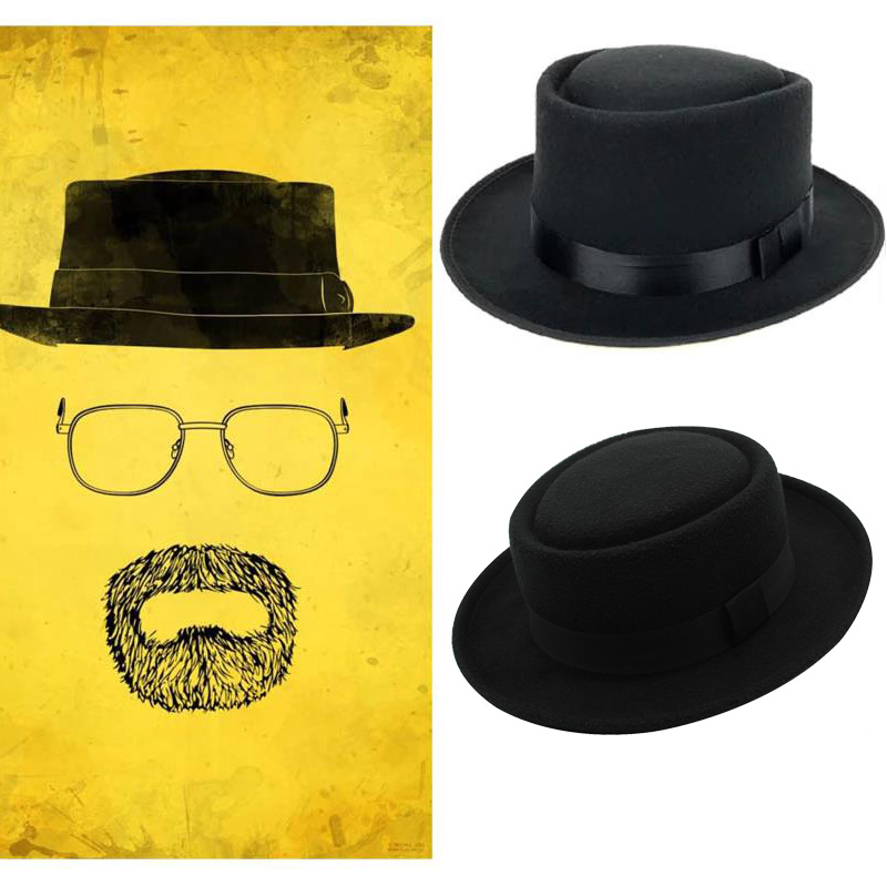 推荐Breaking Bad Boat Brim Fedoras Hat Vintage Black Walter-图0