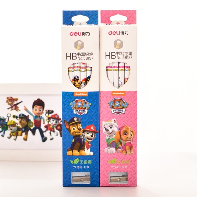 Deli 12 pcs HB standard pencils cute cartoon paw patrol woo-图1