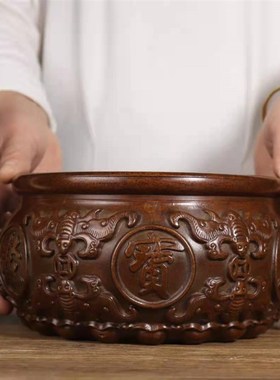 纯铜特大号聚宝盆五福聚财盆招财客厅玄关乔迁开业礼品工艺品摆件