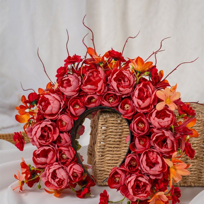 《一月花神》簪花头饰材料包diy 泉州沾花发箍牢固 浔埔粘花发饰,淘宝优惠券,粉丝福利购,淘宝优惠卷