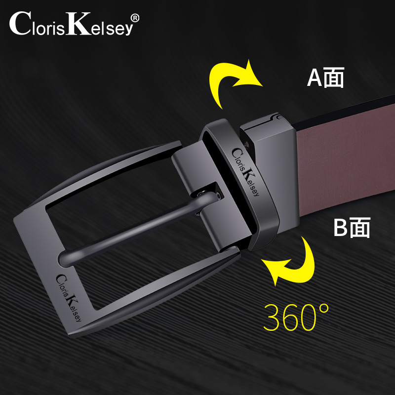极速Cloris Kelsey belt double-sided cowhide belt rotating ne - 图0