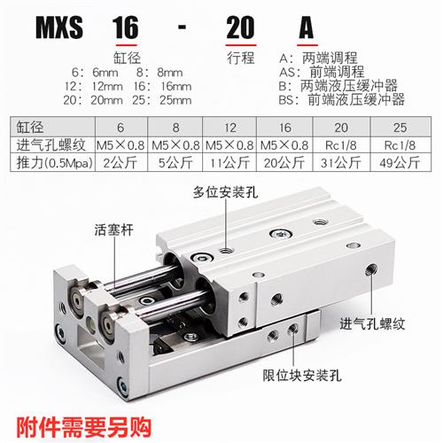 MXS6b滑台气缸/HLS6滑台气缸/MXS/HLS/精密滑台-图0