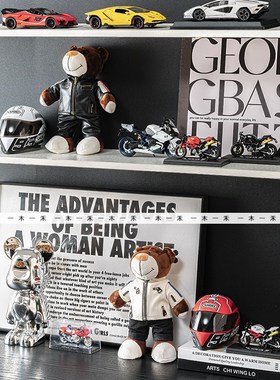 现代样板房儿童房机车主题摆件男孩房桌面赛车头盔跑车摩托模型