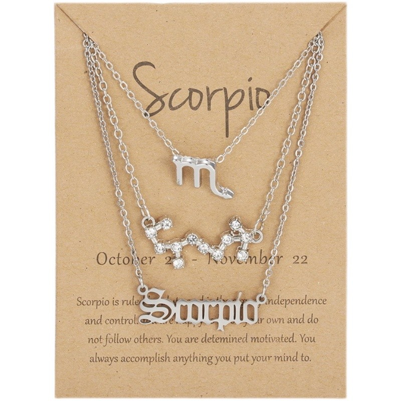 新品3pcs set Zodiac women necklace Personality new gift coup - 图2