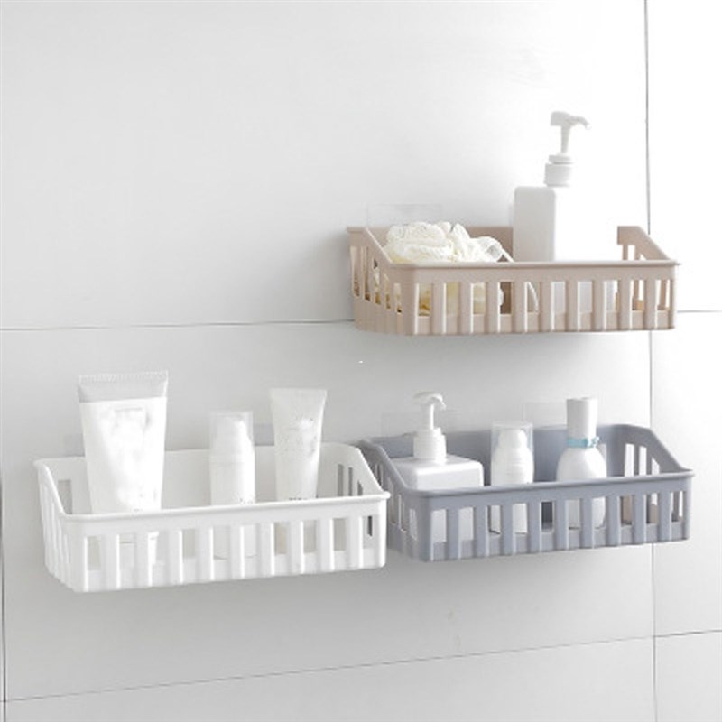 Kitchen Bathroom Wall Storage Shelf Hanging Rack Corner Bask-图1