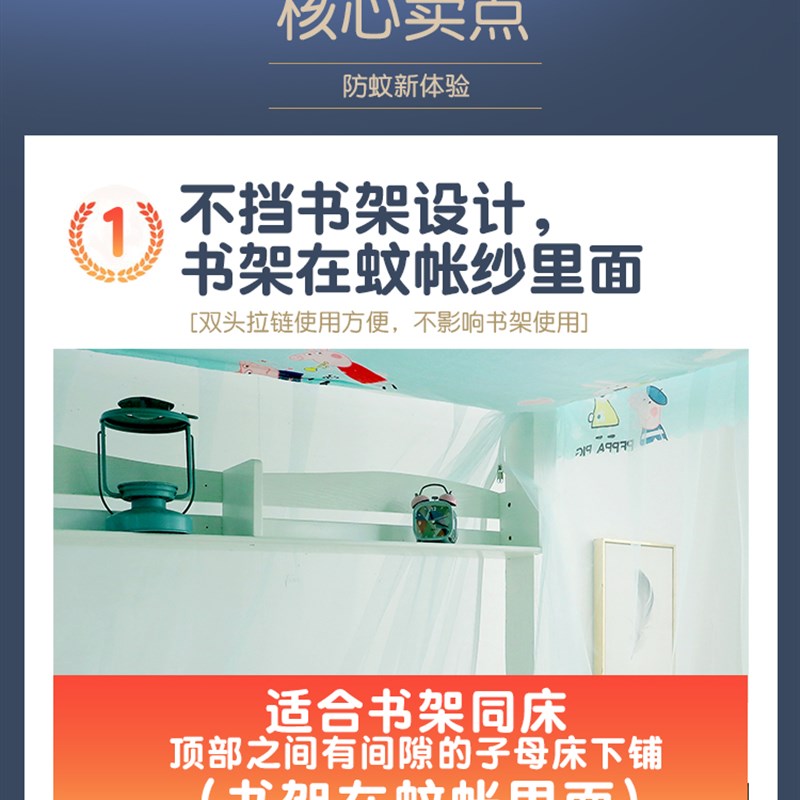 子母床方顶双层上下铺高低床梯形床通用儿童家用学生宿舍公主蚊帐-图2