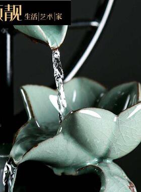 陶瓷自动循环流水器喷泉小摆件 创意客厅新中Z式玄关摆设