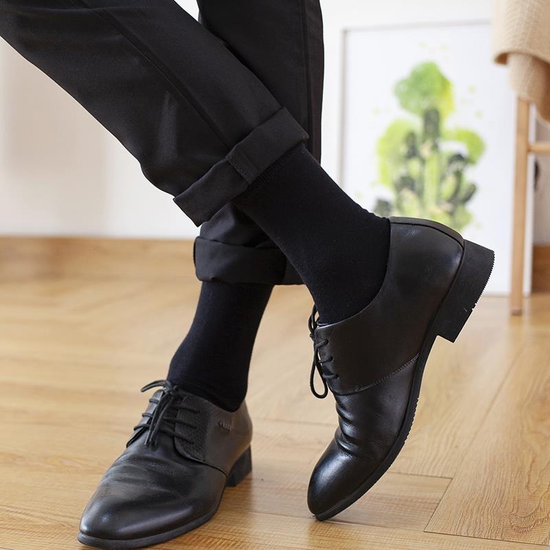 推荐High socks men's pure cotton spring deodorant thin black-图1