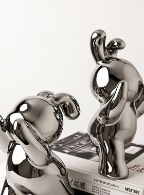 丹麦MIKID创意兔子书挡摆件酒柜客厅陶瓷桌面书立家居装饰品可爱