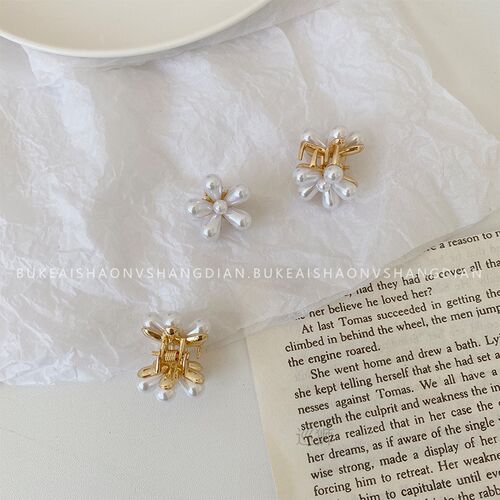 Pearl Flower Claw Clip ~ bangs claw clip top clip hairpin wo - 图1