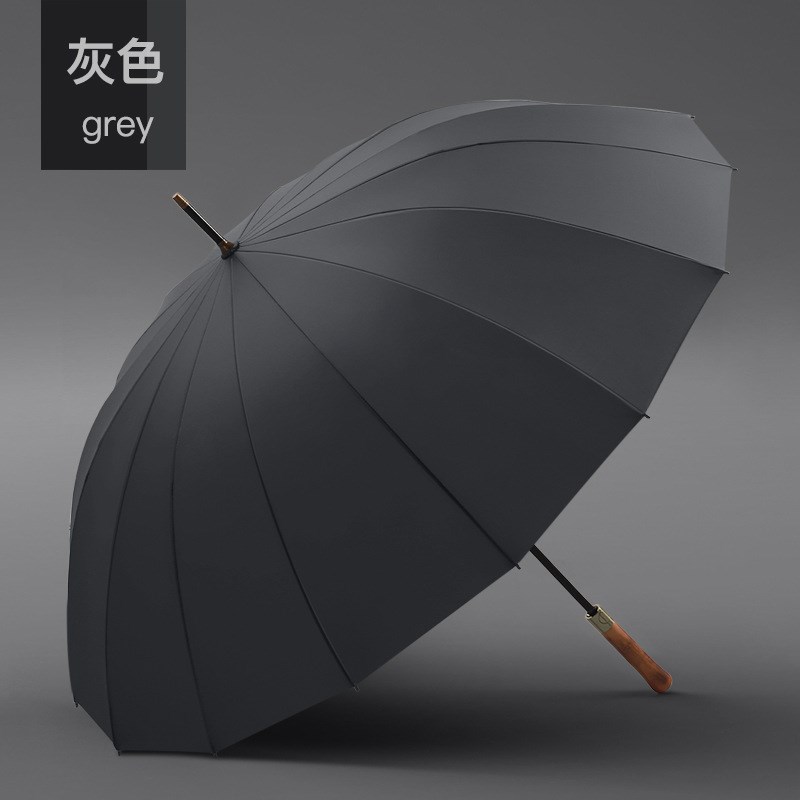 高尔夫雨伞男款长杆木柄加粗加厚风双层网红防风长柄雨伞全自动 - 图0