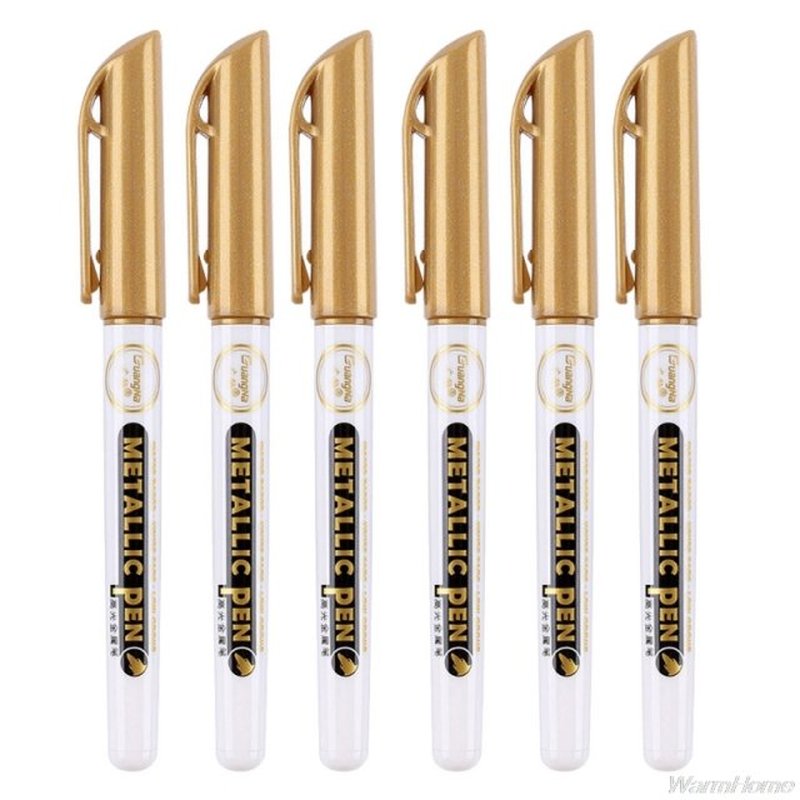 6Pc Gold Silver Epoxy Resin DrawDing Pen Gold Leafing Point - 图0