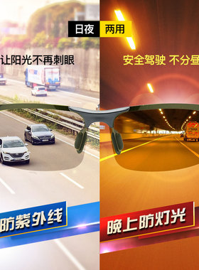 热销日夜两用变色太阳镜男士偏光镜夜视眼镜开车专用司机钓鱼2021