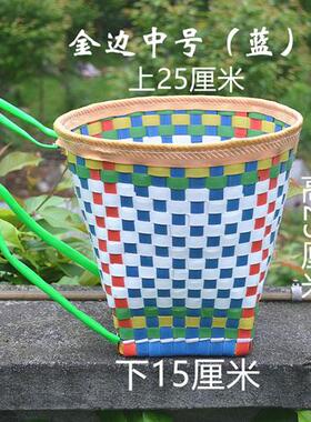 现货竹编後背娃娃儿童背框宝宝鱼篓竹编装L饰竹篓背筐小巧手工编