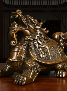 纯铜龙龟摆件四方兽八卦龙龟大号家居客厅店铺中式开业乔迁工艺品