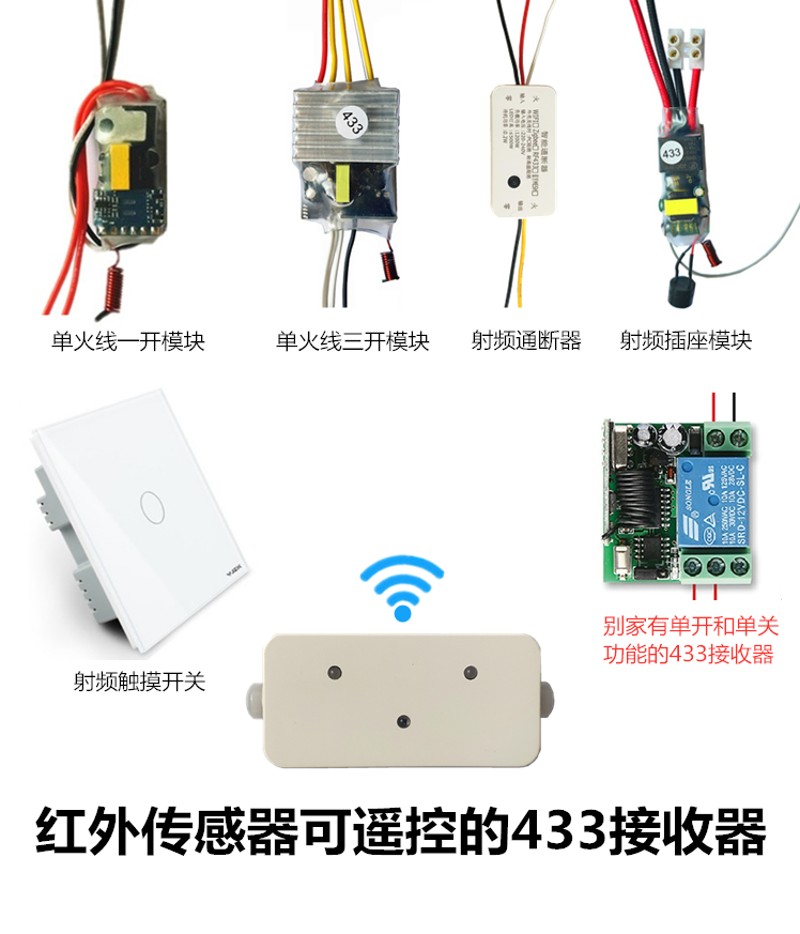 智能家居人体红外传感器433遥控发射双探头感应方向无线开关灯具