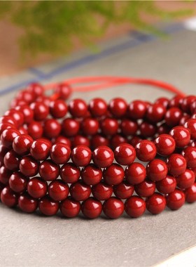 天然原矿朱砂紫砂108颗佛珠手串多圈手链时尚男女本命年手镯珠子
