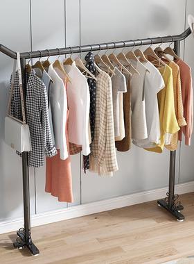 挂衣架落地阳台单k杆式卧室内外简易衣服架子置地晾晒衣架衣帽架