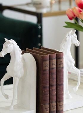 美式复古客厅书靠摆件书挡样板间软装饰品办公室桌面书立架轻奢礼