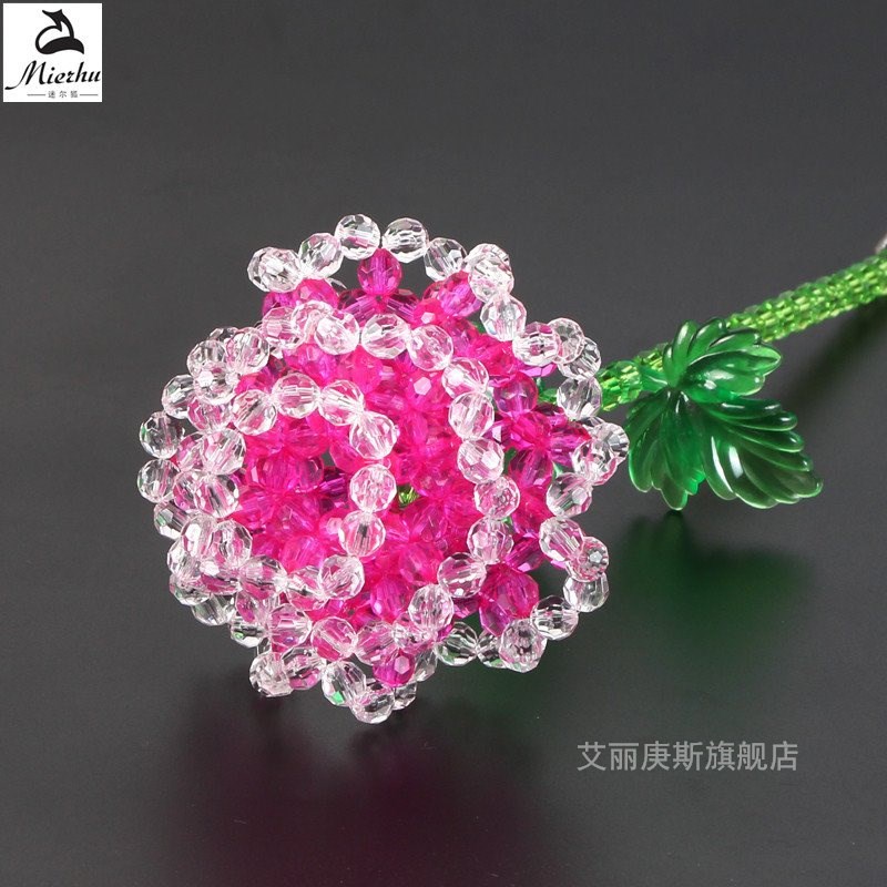 Diy handmade beaded three roses home furnishing articles - 图3