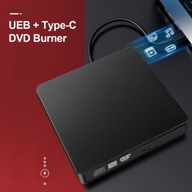 极速USB 3.0 Type C Slim External DVD ROM RW CD Writer Optica-图2