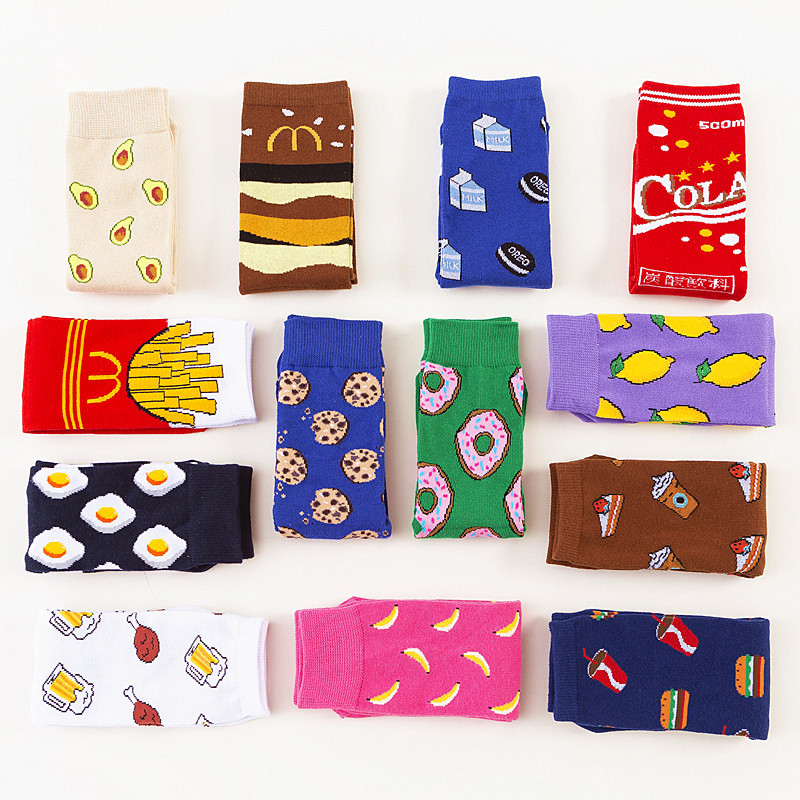 速发Colorful Women's Socks Woman's Cotton Socks Fruits Banan-图1