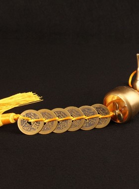 铜葫芦六帝钱铜铃铛挂件风铃挂饰家居用品车挂饰门对门