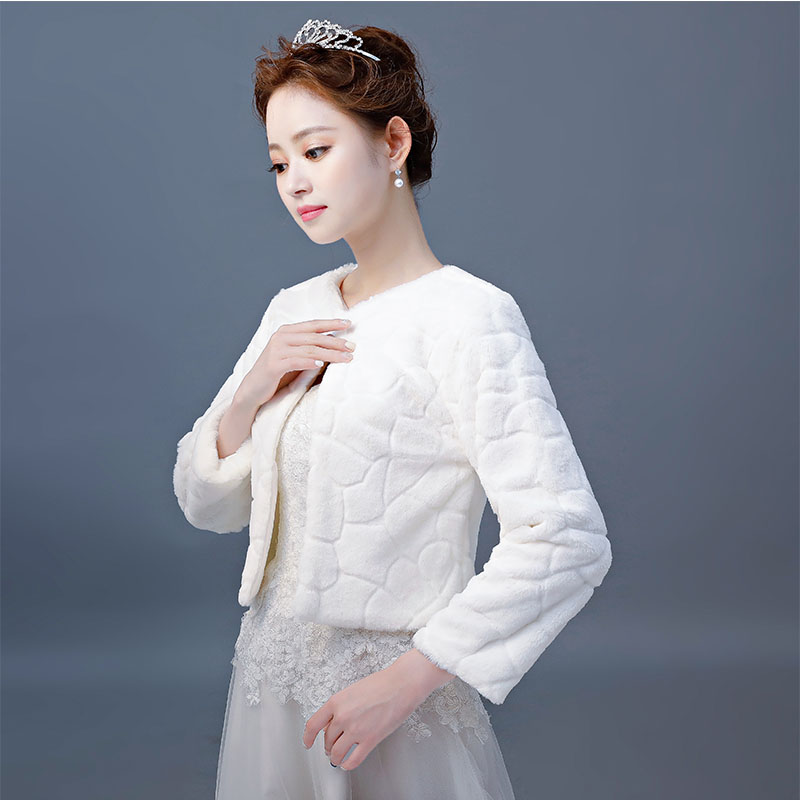 速发Hot Sale Fur Boleros Wedding Wraps Women Winter 3/4 Leng-图3