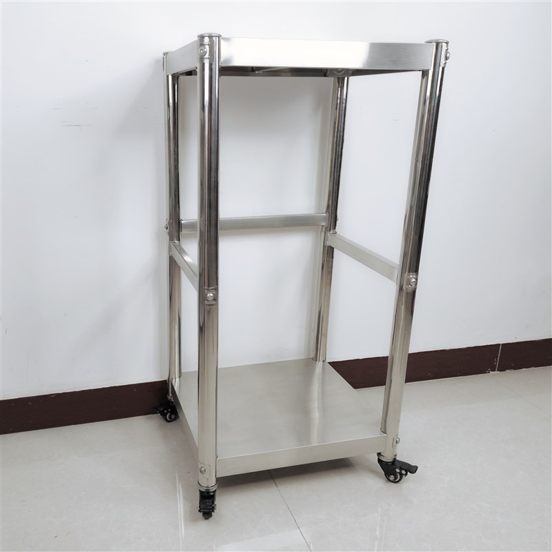 带围栏厨房不锈钢可移动煤气罐架子带轮小推车收纳整理2层置物架 - 图2