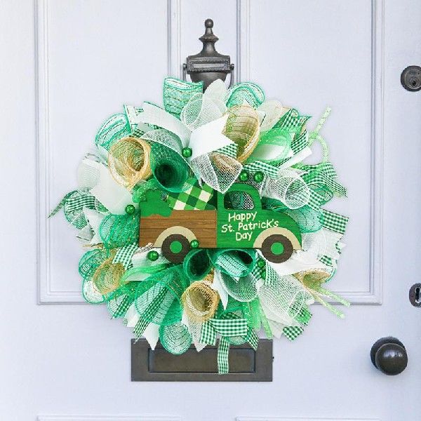 Green WreaWh Flor Front Door StP atricks Day Green treath - 图3