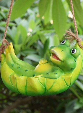 户外创意动物吊饰庭院花园景观装饰别墅摆设卡通树脂青蛙兔子挂件