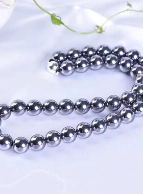 天然太赫兹石塔链 钛赫兹圆珠光珠项链毛衣链健康促循环美容饰品
