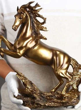 新中式摆件客厅博古架电视柜桌面书架酒柜马到成功家居装饰品摆设