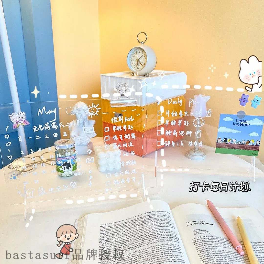 极速Yilan ins style simple transparent acrylic Notepad stude - 图0