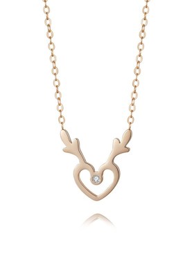 跨境项链女夏季高级感小众A不掉色钛钢项链女真钻吊坠项链饰品