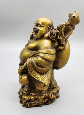 弥勒佛纯铜佛像摆件招财笑面佛布袋和尚招财家居客厅摆件