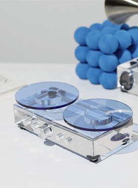 简约现代水晶复古留声机样板房售楼处软装饰品客厅W桌面金属摆件