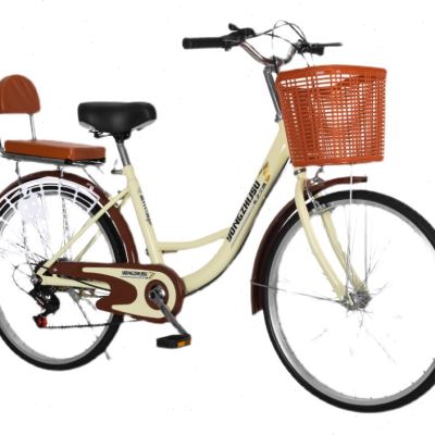 新款变速实心胎自行车男女式2426寸成人免充气变速自行车-图1