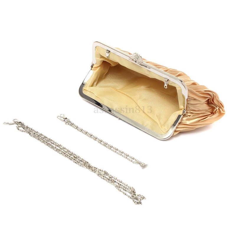 推荐Women Lady Satin Crystal Bridal Handbag Clutch Party Wed - 图2