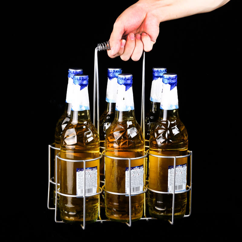 啤酒架提啤酒的手提架 酒吧提篮架子收纳展示架 家用拎架篮子酒架 - 图0