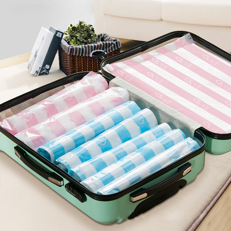 推荐2 PCS Pack Hand Rolling Vacuum Storage Bag Portable Trav-图0