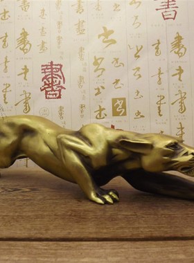 大号纯铜金钱豹摆件铜豹子猎豹铜豹办公室桌复古工艺品客厅铜摆件