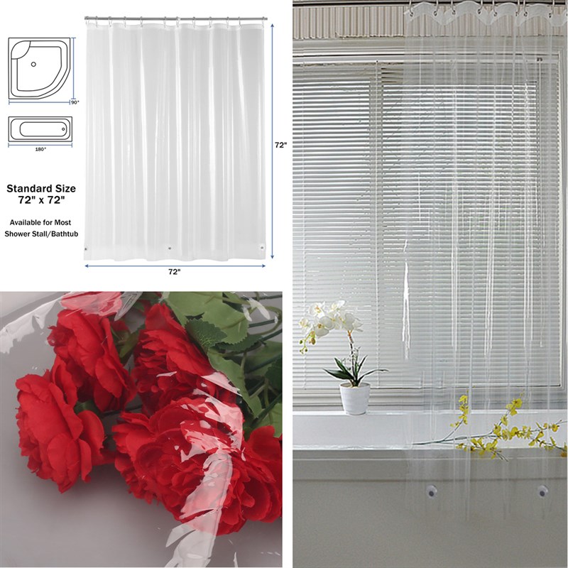 新品PEVA Shower Curtain Waterproof Plastic Clear Bath Curta-图1