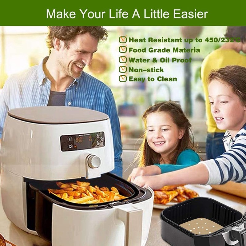 Air-Fryer-Pads 200-Sheets Square Steamer-Paper/silicone-Pape - 图3